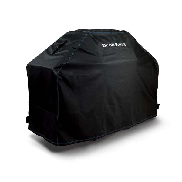Black grill cover with 'Broil King' branding on a white background