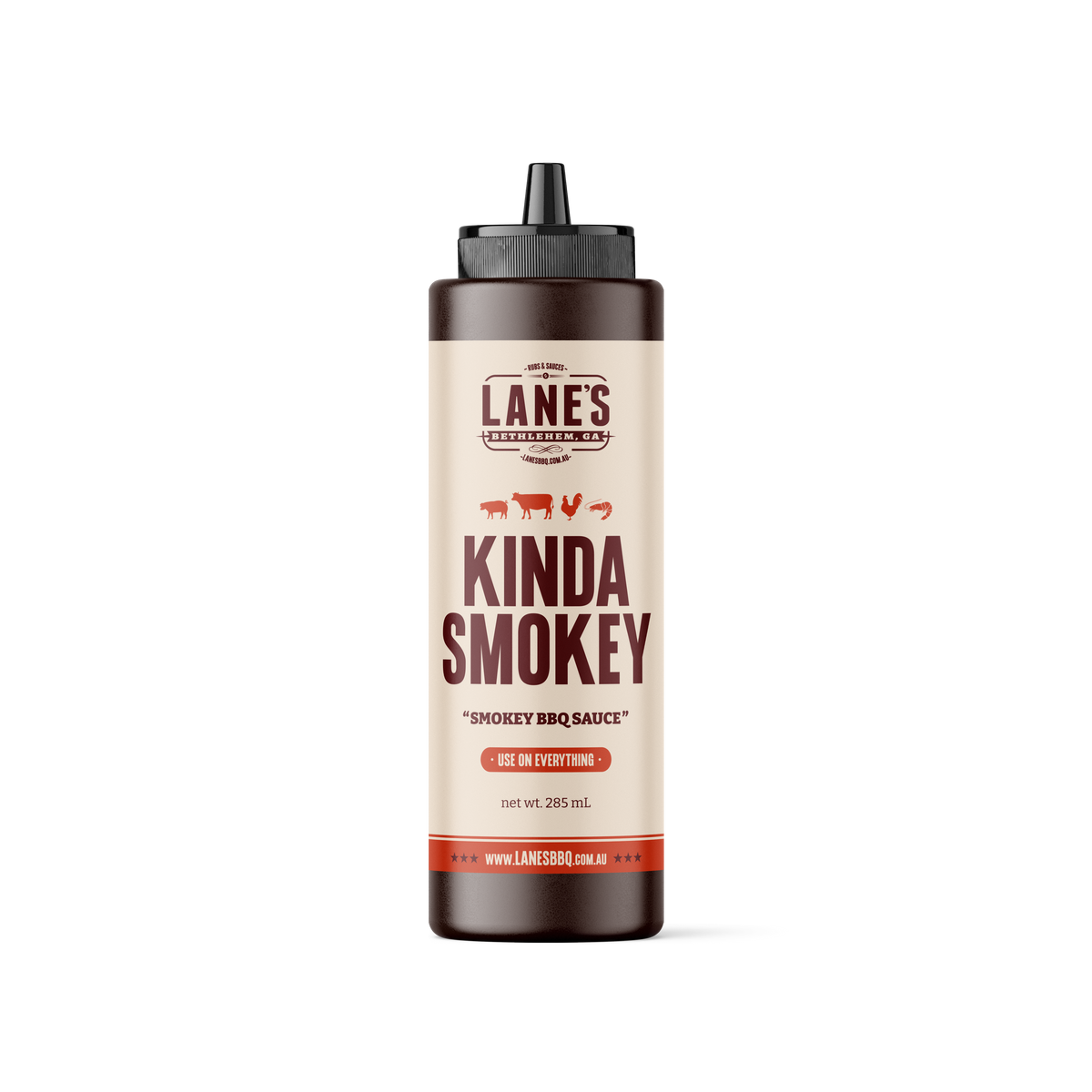 Lane's BBQ Kinda Smokey Sauce Small 285 mL squeezy bottle