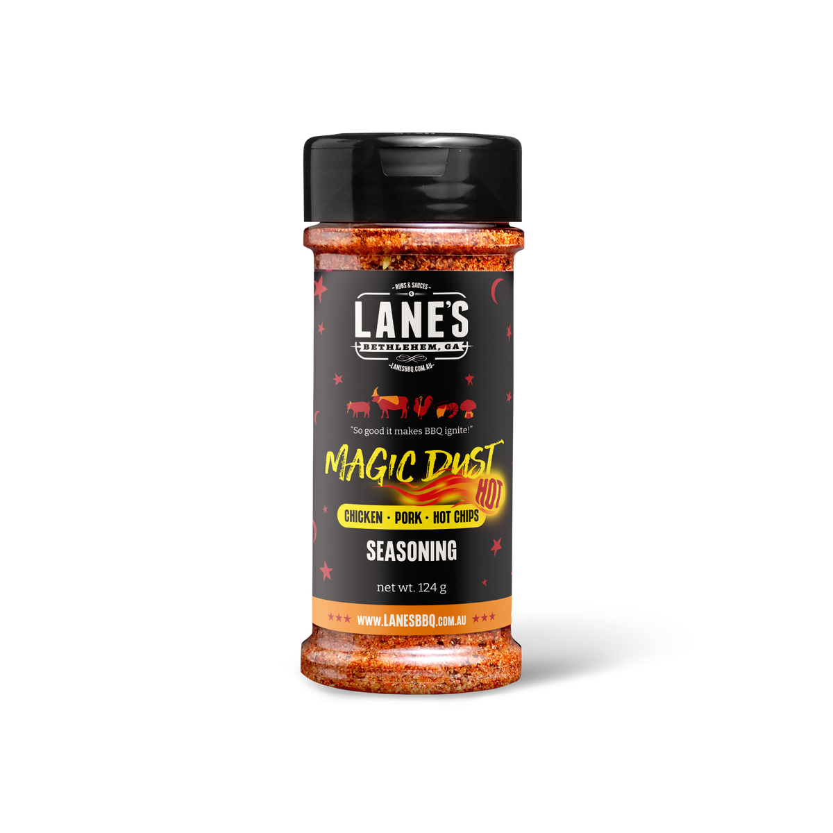 Lane's BBQ Magic Dust Hot Small 124 g shaker bottle
