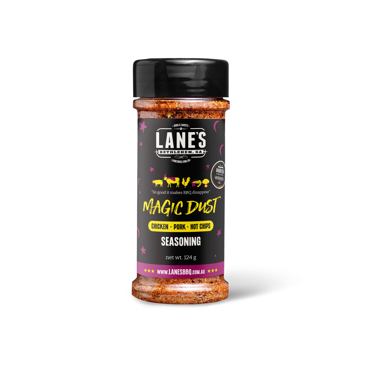 Lane's BBQ Magic Dust Rub Small 124 g shaker bottle
