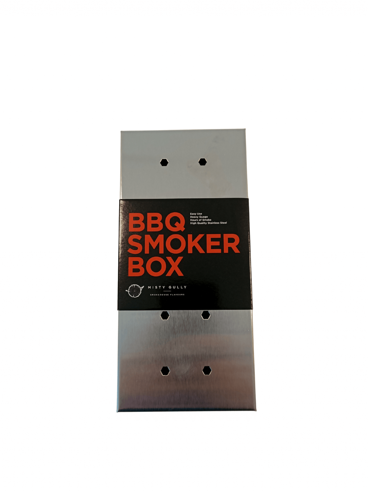 BBQ smoker box packaging with 'Nifty Nolly' branding on a white background