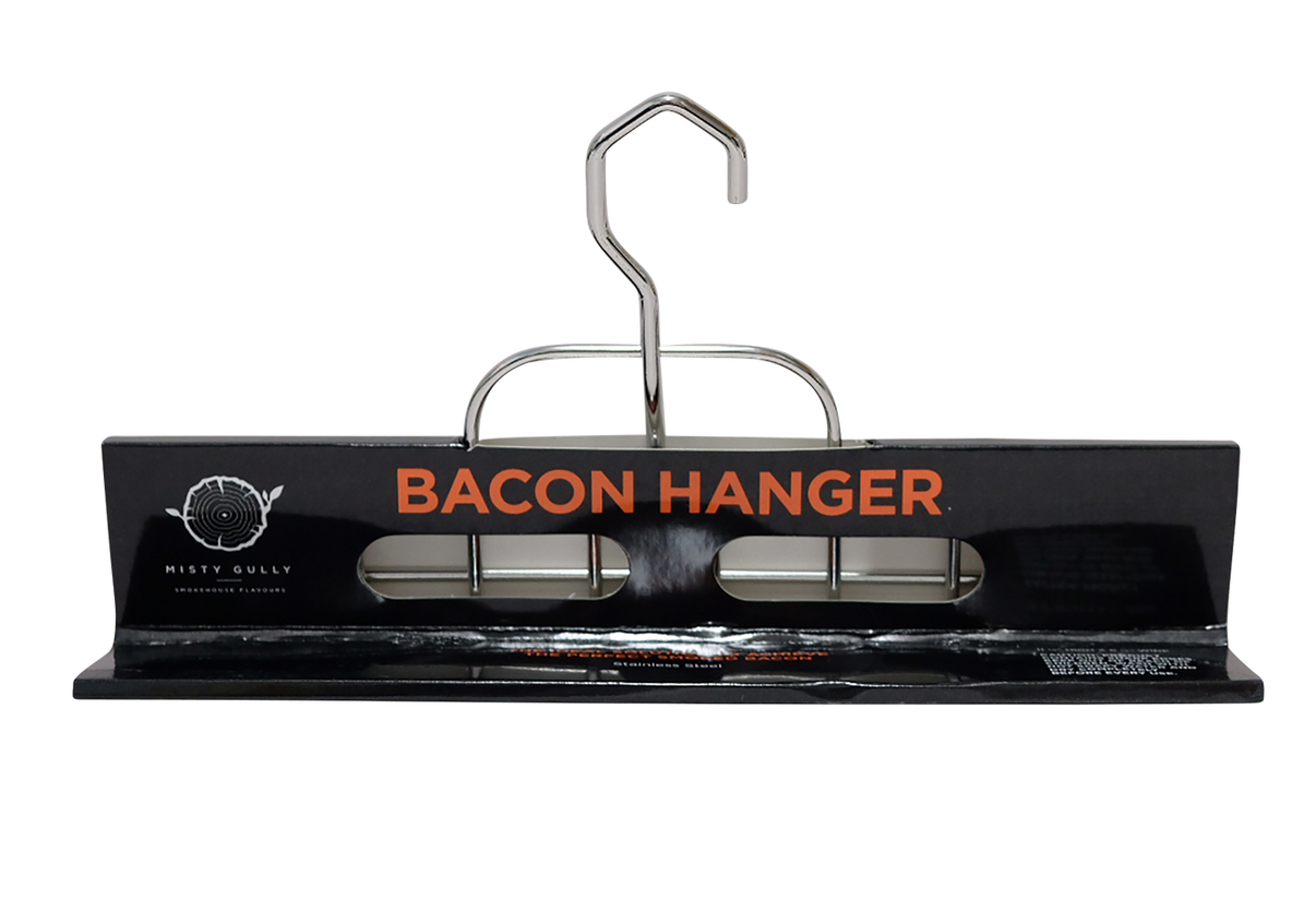 Bacon hanger with black packaging on a white background