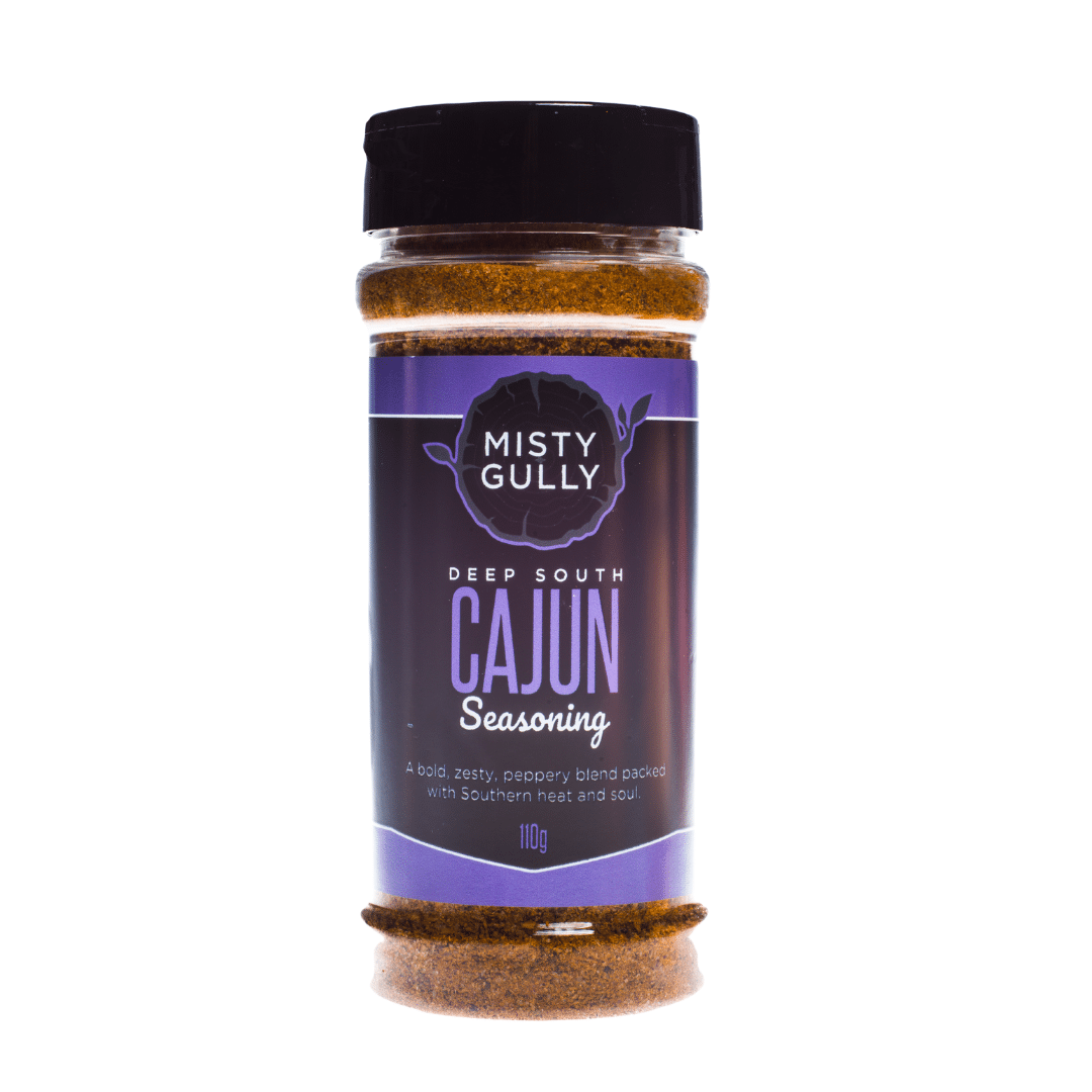 Misty Gully Deep South Cajun Seasoning jar on a white background