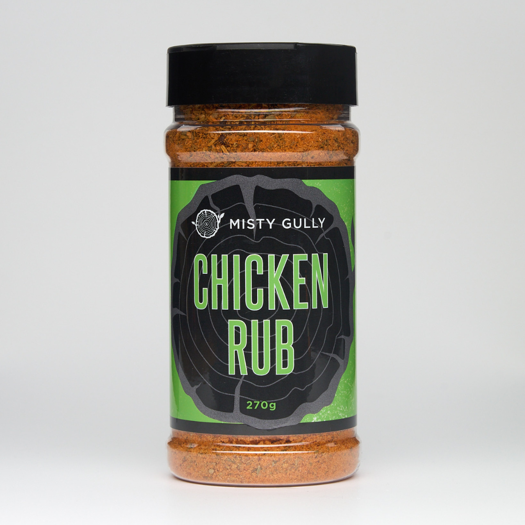Jar of Misty Gully Chicken Rub on a white background