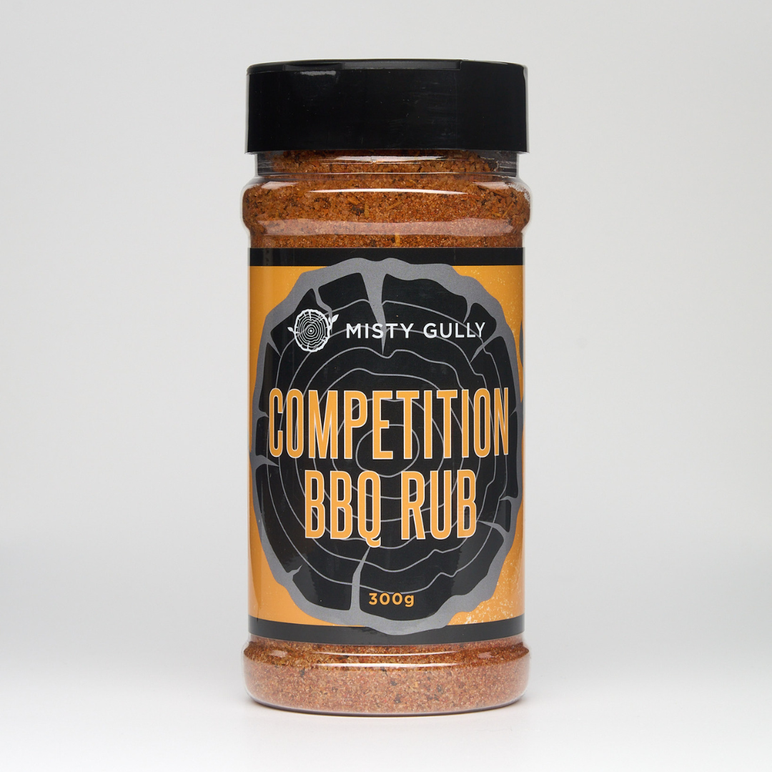 Jar of Misty Gully Competition BBQ Rub on a white background