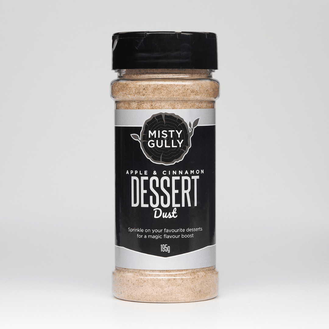 Jar of Misty Gully Apple & Cinnamon Dessert Dust on a white background