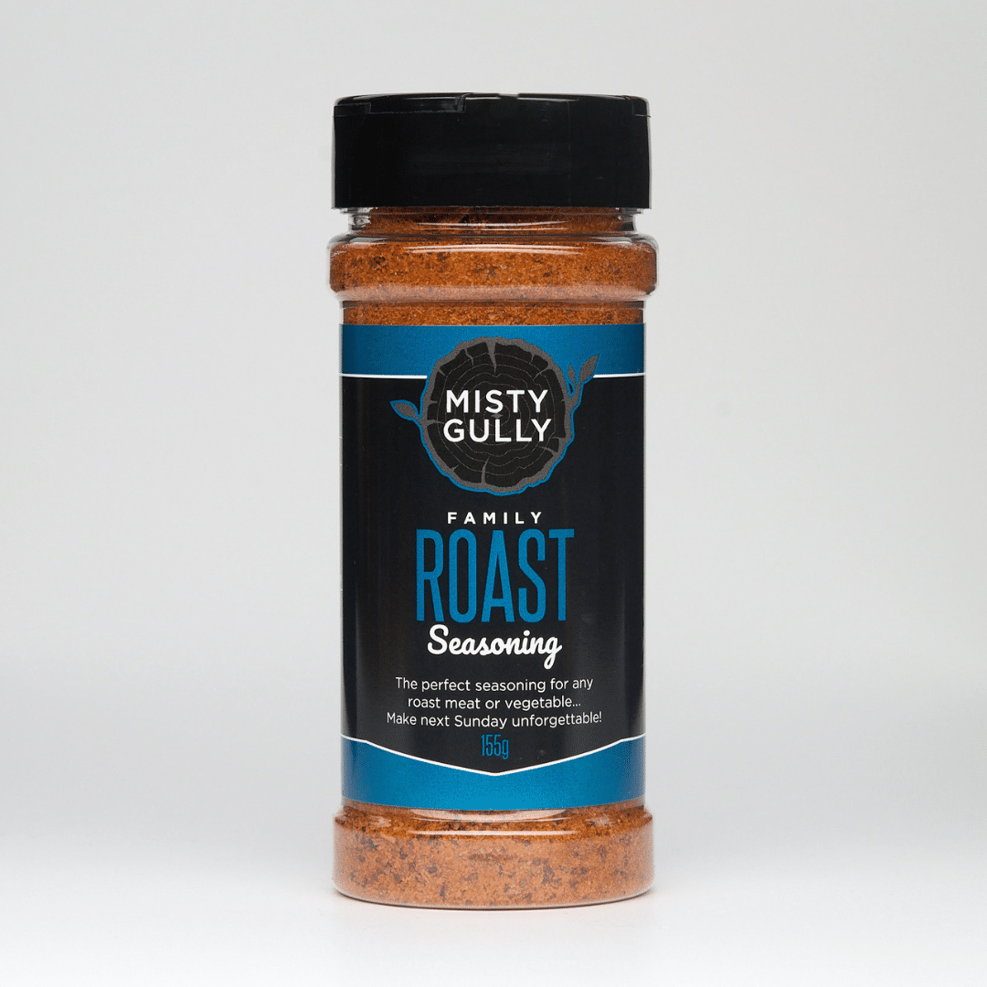 Misty Gully Family Roast Seasoning container on a white background