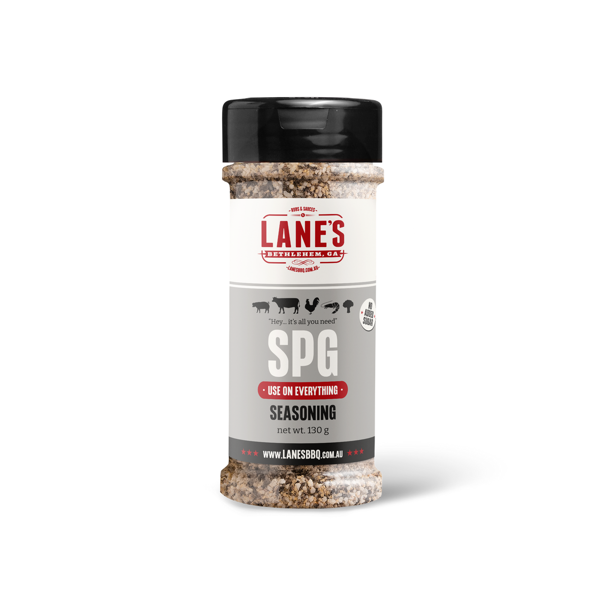 Lane's BBQ SPG (Salt, Pepper, Garlic) Small 130 g shaker bottle
