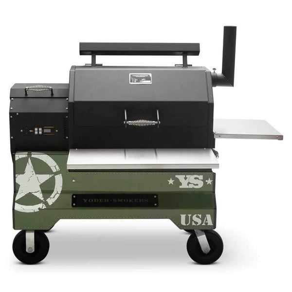 Yoder YS640s Competition Wood-Fired Pellet BBQ Military Green